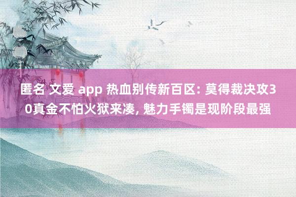 匿名 文爱 app 热血别传新百区: 莫得裁决攻30真金不怕火狱来凑， 魅力手镯是现阶段最强