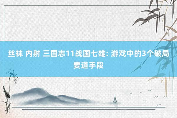 丝袜 内射 三国志11战国七雄: 游戏中的3个破局要道手段