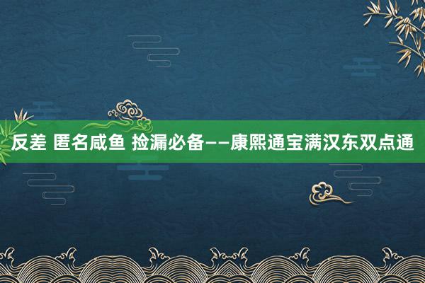 反差 匿名咸鱼 捡漏必备——康熙通宝满汉东双点通