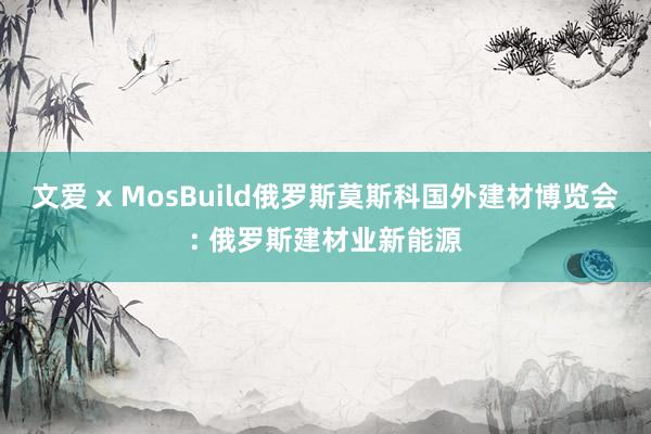 文爱 x MosBuild俄罗斯莫斯科国外建材博览会: 俄罗斯建材业新能源