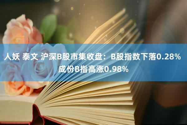 人妖 泰文 沪深B股市集收盘：B股指数下落0.28% 成份B指高涨0.98%