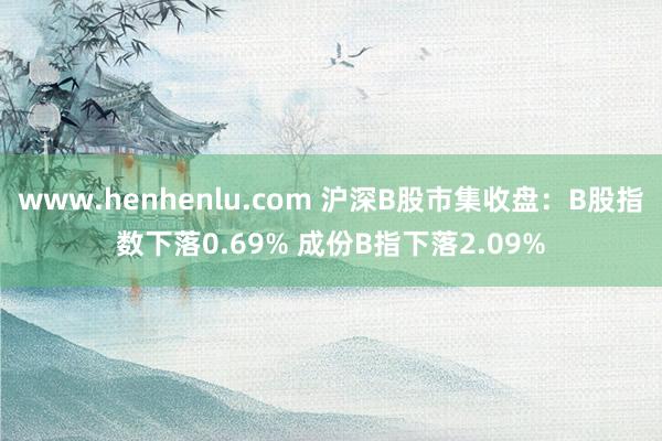 www.henhenlu.com 沪深B股市集收盘：B股指数下落0.69% 成份B指下落2.09%