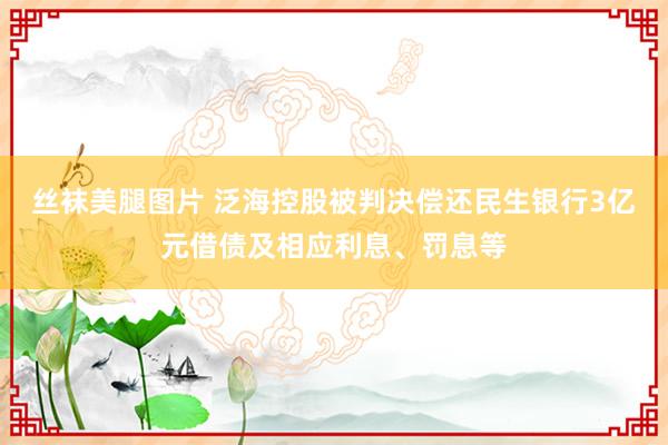 丝袜美腿图片 泛海控股被判决偿还民生银行3亿元借债及相应利息、罚息等