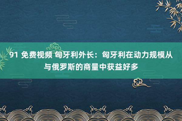 91 免费视频 匈牙利外长：匈牙利在动力规模从与俄罗斯的商量中获益好多