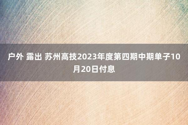 户外 露出 苏州高技2023年度第四期中期单子10月20日付息