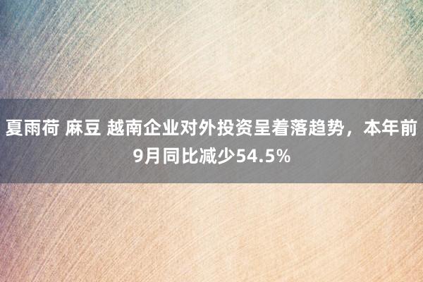 夏雨荷 麻豆 越南企业对外投资呈着落趋势，本年前9月同比减少54.5%