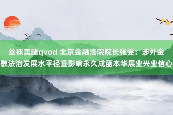 丝袜美腿qvod 北京金融法院院长张雯：涉外金融法治发展水平径直影响永久成蓝本华展业兴业信心