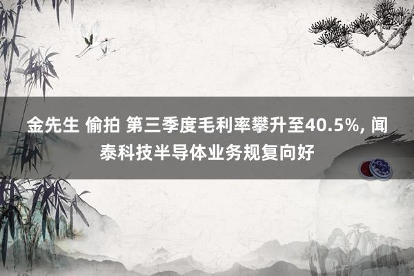 金先生 偷拍 第三季度毛利率攀升至40.5%， 闻泰科技半导体业务规复向好