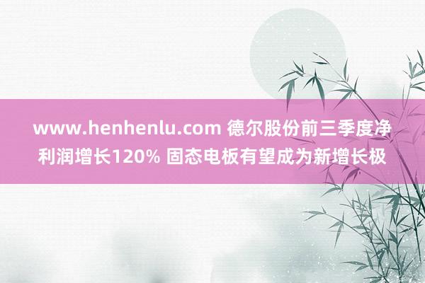 www.henhenlu.com 德尔股份前三季度净利润增长120% 固态电板有望成为新增长极