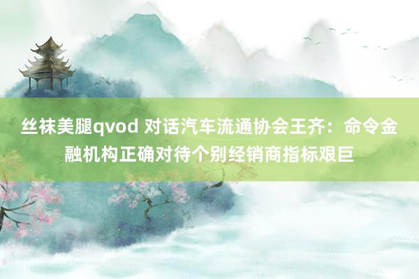 丝袜美腿qvod 对话汽车流通协会王齐：命令金融机构正确对待个别经销商指标艰巨