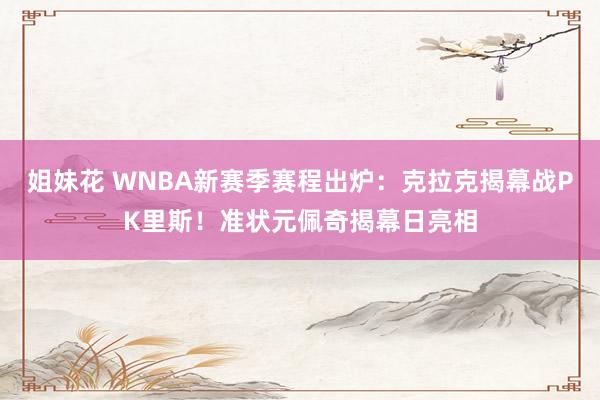 姐妹花 WNBA新赛季赛程出炉：克拉克揭幕战PK里斯！准状元佩奇揭幕日亮相