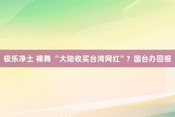 极乐净土 裸舞 “大陆收买台湾网红”？国台办回报