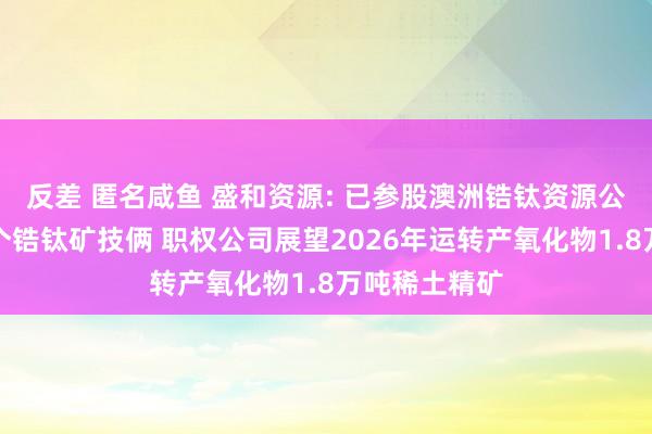 反差 匿名咸鱼 盛和资源: 已参股澳洲锆钛资源公司并收购两个锆钛矿技俩 职权公司展望2026年运转产氧化物1.8万吨稀土精矿