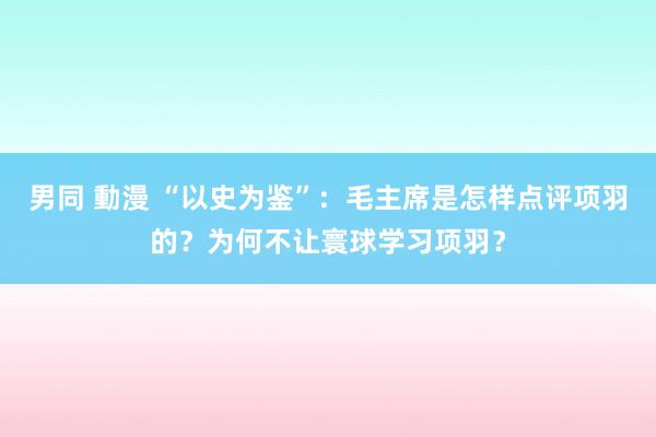 男同 動漫 “以史为鉴”：毛主席是怎样点评项羽的？为何不让寰球学习项羽？