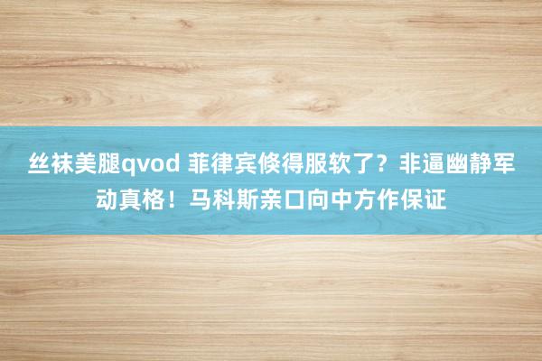 丝袜美腿qvod 菲律宾倏得服软了？非逼幽静军动真格！马科斯亲口向中方作保证