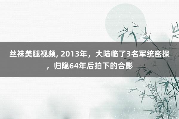 丝袜美腿视频， 2013年，大陆临了3名军统密探，归隐64年后拍下的合影