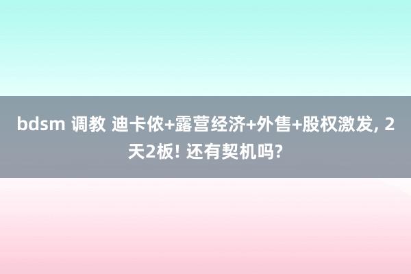 bdsm 调教 迪卡侬+露营经济+外售+股权激发， 2天2板! 还有契机吗?