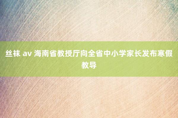 丝袜 av 海南省教授厅向全省中小学家长发布寒假教导