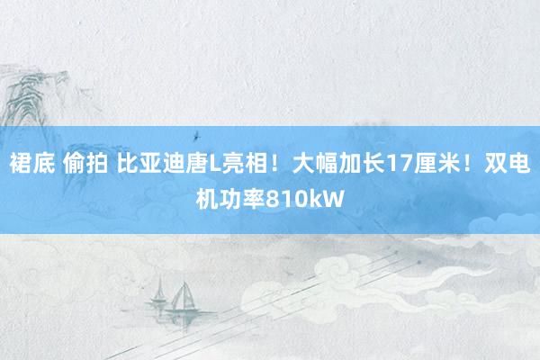 裙底 偷拍 比亚迪唐L亮相！大幅加长17厘米！双电机功率810kW