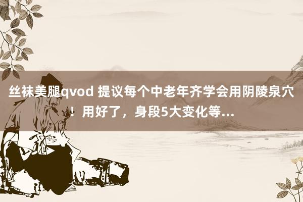 丝袜美腿qvod 提议每个中老年齐学会用阴陵泉穴！用好了，身段5大变化等...