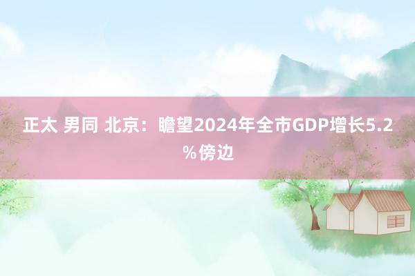 正太 男同 北京：瞻望2024年全市GDP增长5.2％傍边