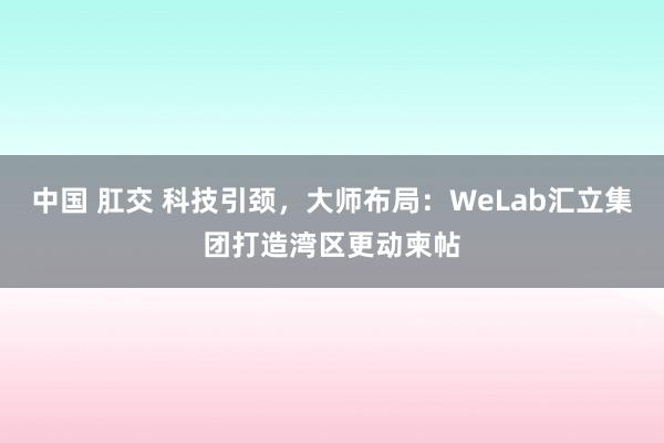 中国 肛交 科技引颈，大师布局：WeLab汇立集团打造湾区更动柬帖