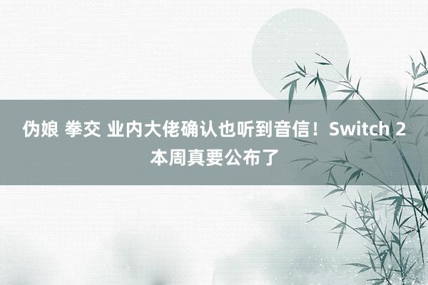 伪娘 拳交 业内大佬确认也听到音信！Switch 2本周真要公布了